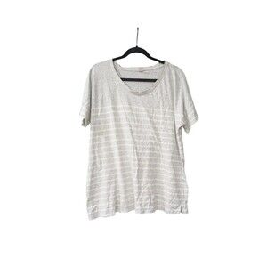 Old Navy Shirt Top Blouse Pullover Women's S Scoop Neck Gray White Collarless